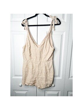Wish Meet You Pink Printed V-Neck Tie Shoulder Romper Women's Size Medium M